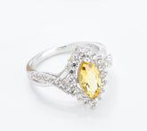 Affinity Marquise Yellow Beryl & White Zircon Ring, Sterling, Size 6